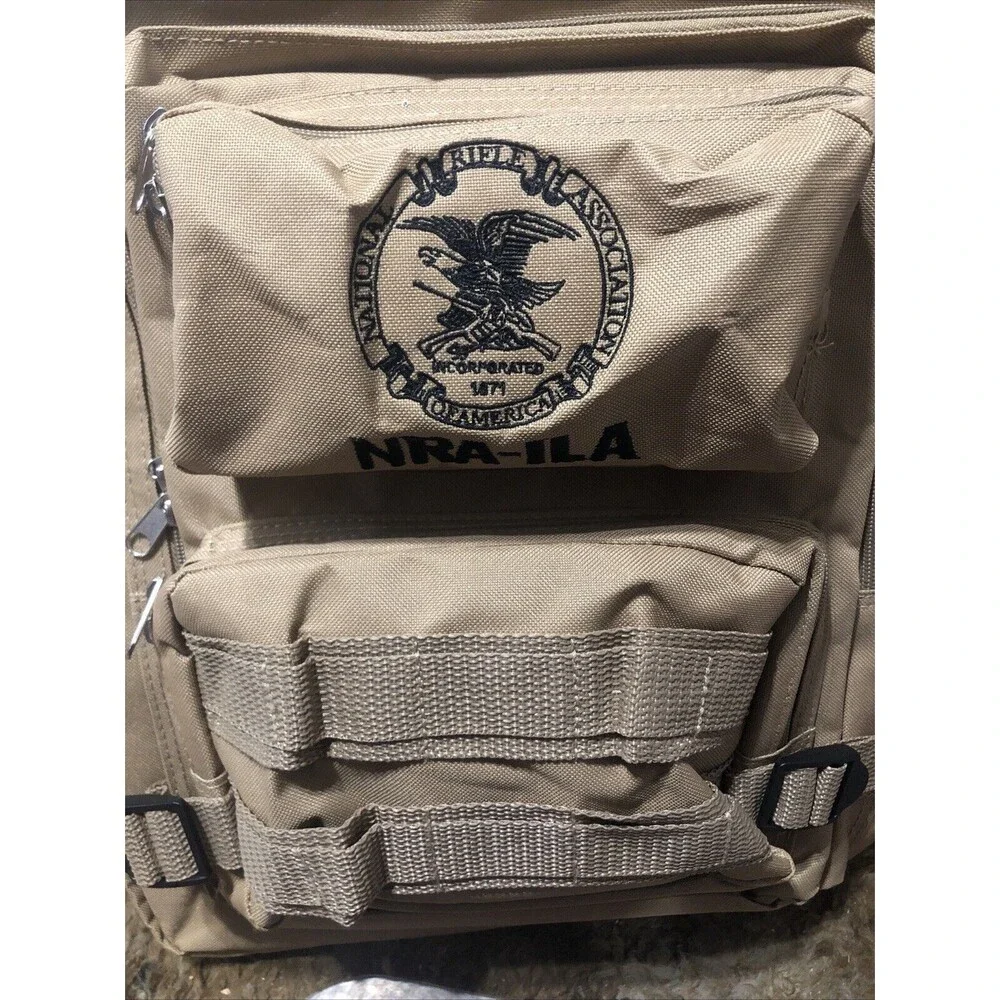 NRA-ILA Logo Tactical Canvas Backpack Military Tan/Kahki N New